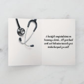 Stethoscoop en Gold Caduceus Doctor gefeliciteerd Kaart (Binnen)
