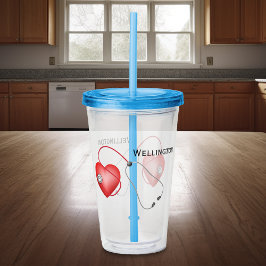 Stethoscoop en hart op maat acryl drinkbeker