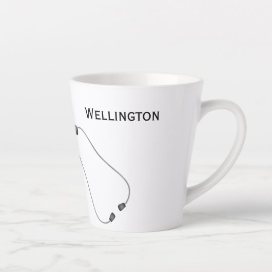 Stethoscoop en hart op maat latte mok (Rechts)