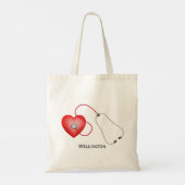 Stethoscoop en hart op maat tote bag (Achterkant)