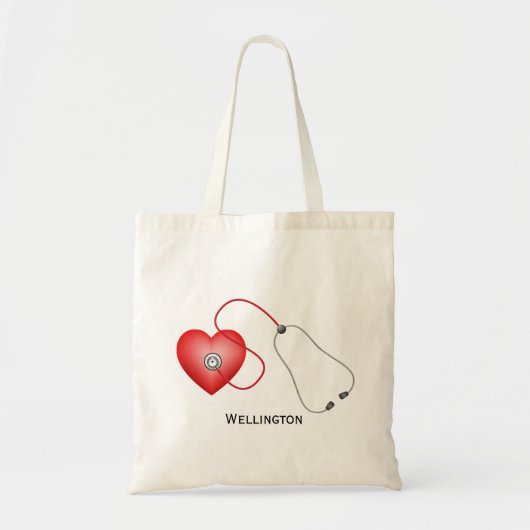 Stethoscoop en hart op maat tote bag (Voorkant)