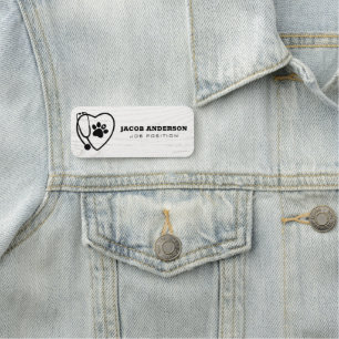 Stethoscoop en Heart Paw Print Name Tag