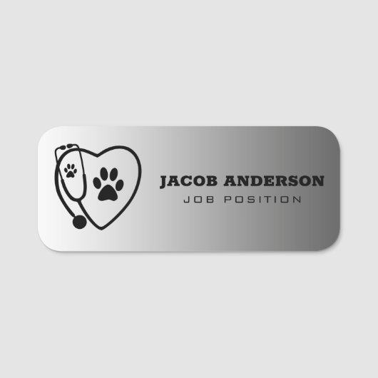 Stethoscoop- en Paw-afdrukken Naamplaatje (Voorkant)