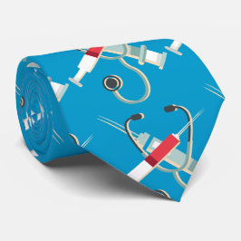 Stethoscoop en spuiten stropdas