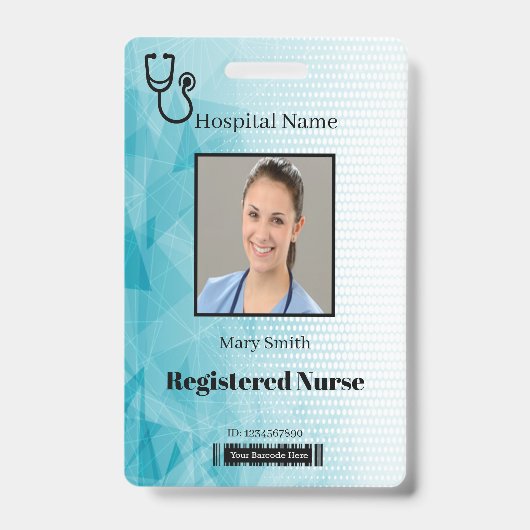 Stethoscoop Geometrisch Verticaal Pasfoto ID Badge (Voorzijde)