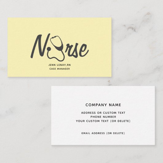 Stethoscoop geregistreerde verpleegkundige gezondh visitekaartje (Voorkant / Achterkant)