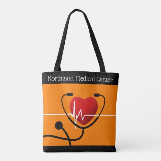 Stethoscoop, hart- en EKG-gezondheidszorginstellin Tote Bag (Achterkant)