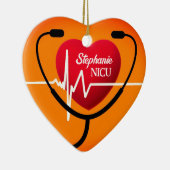 Stethoscoop, hart en EKG Nurse Keramisch Ornament (Rechts)