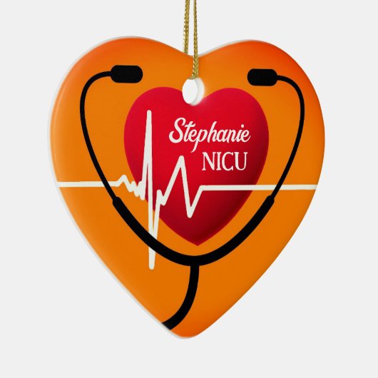 Stethoscoop, hart en EKG Nurse Keramisch Ornament (Rechts)