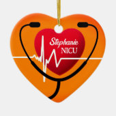 Stethoscoop, hart en EKG Nurse Keramisch Ornament (Voorkant)