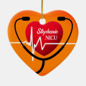 Stethoscoop, hart en EKG Nurse Keramisch Ornament (Achterkant)