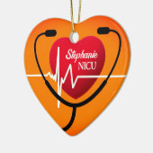 Stethoscoop, hart en EKG Nurse Keramisch Ornament (Links)