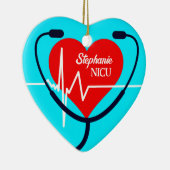Stethoscoop, hart en EKG Nurse Keramisch Ornament (Rechts)
