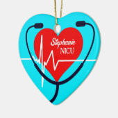 Stethoscoop, hart en EKG Nurse Keramisch Ornament (Links)