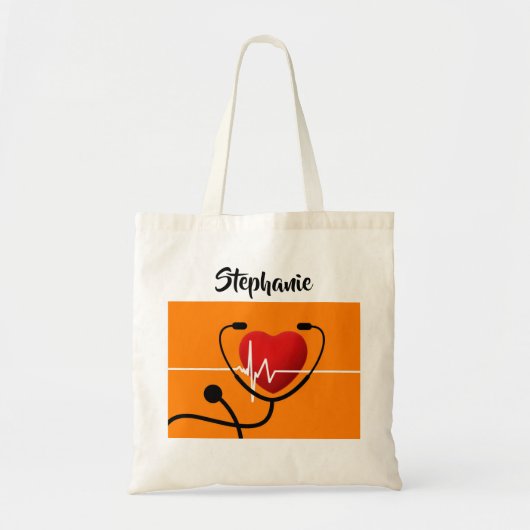 Stethoscoop, hart en EKG Nurse Tote Bag (Voorkant)