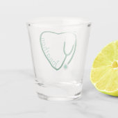Stethoscoop Hart Groen Plezierig Shot Glas (Achterkant)