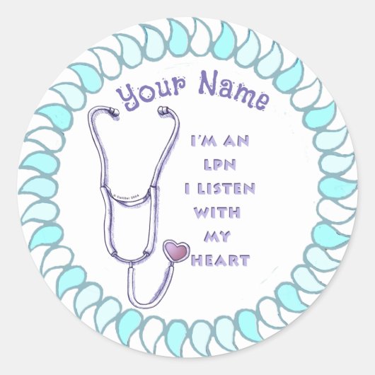 Stethoscoop hart LPN Verpleegkundige Ronde Sticker (Voorkant)