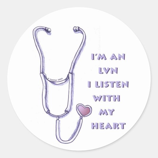 Stethoscoop Hart LVN Verpleegkundige Ronde Sticker (Voorkant)