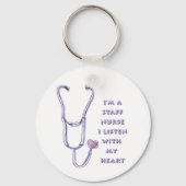 Stethoscoop Hart Personeel Verpleegkundige Sleutelhanger (Voorkant)