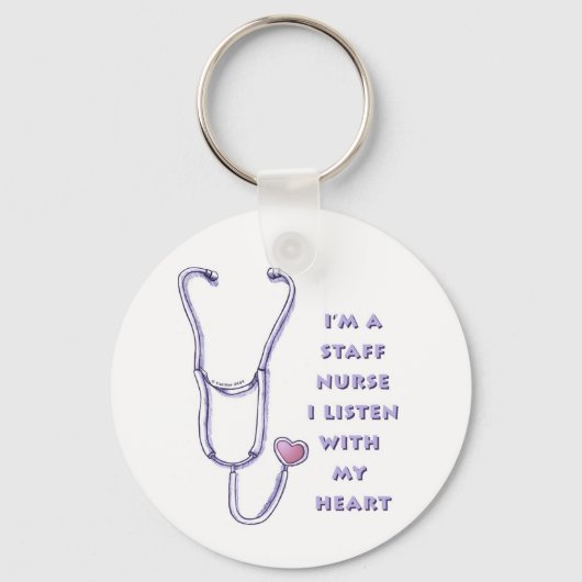 Stethoscoop Hart Personeel Verpleegkundige Sleutelhanger (Voorkant)