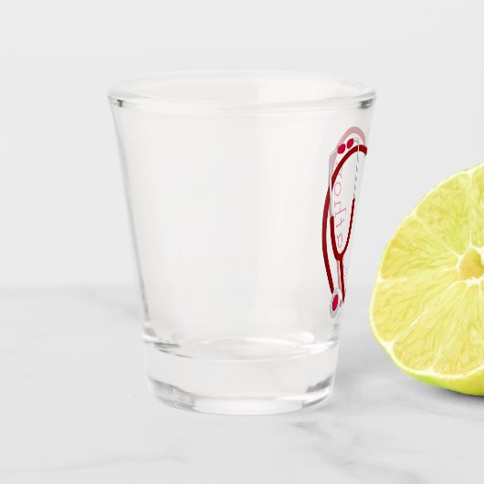 Stethoscoop Hart Rood Leuk Shot Glas (Links)