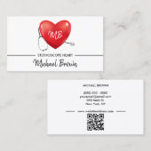 Stethoscoop Hart Verpleegkundige Arts QR-code Visitekaartje (Voorkant / Achterkant)