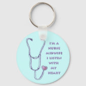 Stethoscoop Hart vroedvrouw verpleegkundige Sleutelhanger (Voorkant)