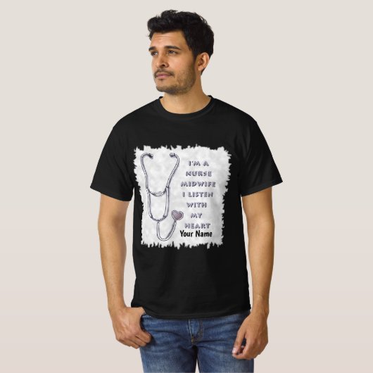Stethoscoop Hart vroedvrouw verpleegkundige T-shirt (Voorkant volledig)