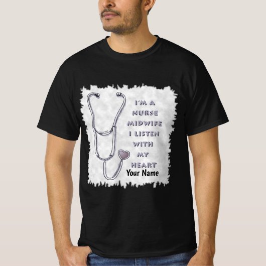 Stethoscoop Hart vroedvrouw verpleegkundige T-shirt (Voorkant)