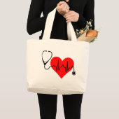 Stethoscoop hartslag Hartslag Grote Tote Bag (Voorkant (product))