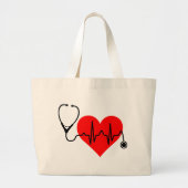 Stethoscoop hartslag Hartslag Grote Tote Bag (Voorkant)