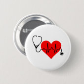 Stethoscoop hartslag Hartslag Ronde Button 5,7 Cm (Voorkant /achterkant)