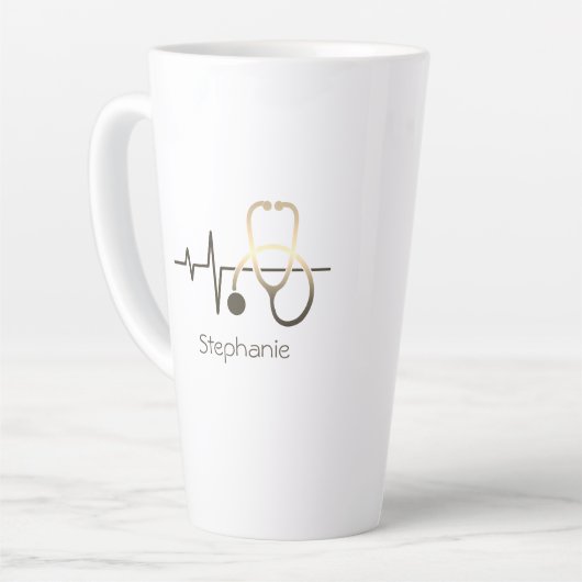 Stethoscoop hartslag Medisch Latte Mok (Linkerhoek)