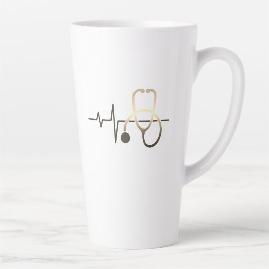 Stethoscoop hartslag Medisch Latte Mok (Rechts)