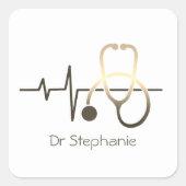 Stethoscoop hartslag Medisch Vierkante Sticker (Voorkant)