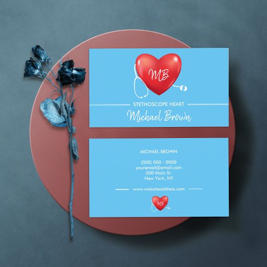 Stethoscoop Hartverpleegkundige Blue Visitekaartje