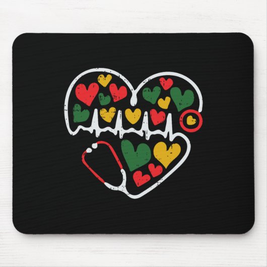 Stethoscoop Heart Juneteenth Melanin Nurse African Muismat (Voorkant)