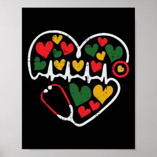 Stethoscoop Heart Juneteenth Melanin Nurse African Poster