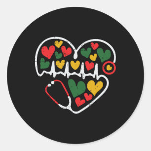 Stethoscoop Heart Juneteenth Melanin Nurse African Ronde Sticker