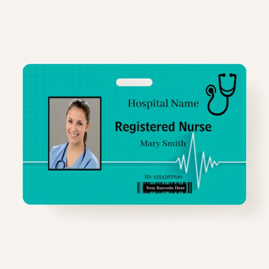 Stethoscoop Heartbeat Medical Photo ID Badge (Voorkant)