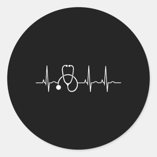 Stethoscoop Hebeat EKG Verpleegkundige Medisch Art Ronde Sticker (Voorkant)
