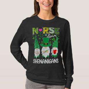 Stethoscoop Irish Gnomes Shenanigans Nurse St Pat T-shirt