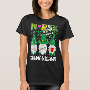 Stethoscoop Irish Gnomes Shenanigans Nurse St Pat T-shirt