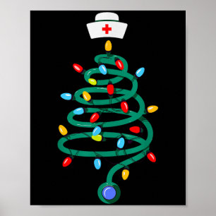 Stethoscoop Kerstboom Geregistreerde Doctor Nurse Poster