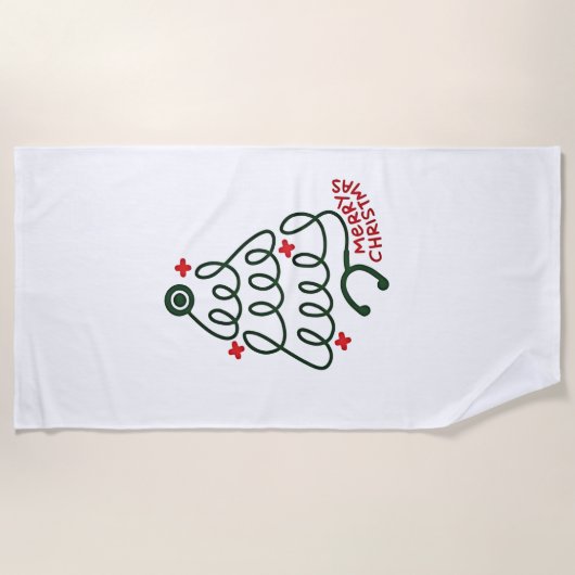 Stethoscoop Kerstboom Lichtjes Verpleegkundige Wer Strandlaken (Voorkant)