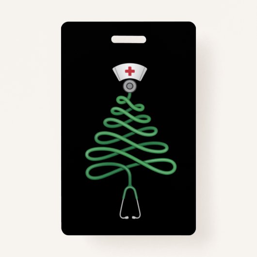 Stethoscoop Kerstboom Nurse Scrub Xmas Badge (Voorkant)