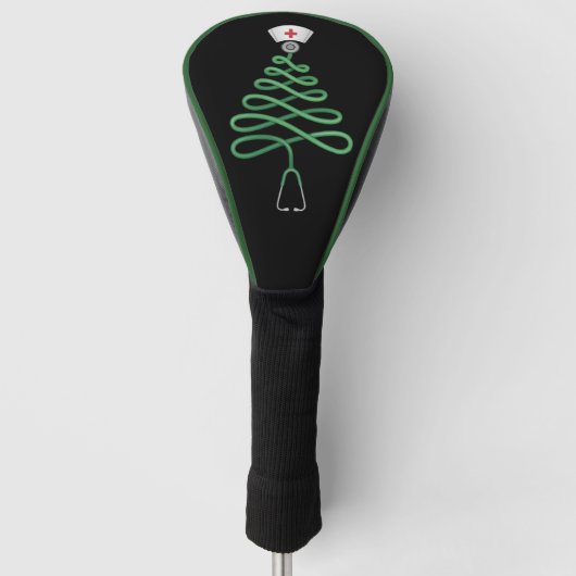 Stethoscoop Kerstboom Nurse Scrub Xmas Golfheadcover (Voorkant)