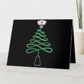 Stethoscoop Kerstboom Nurse Scrub Xmas Kaart (Voorkant)