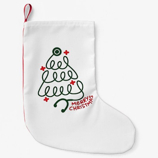 Stethoscoop Kerstboom Verlichting Verpleegkundige  Kleine Kerstsok (Voorkant)