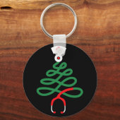 Stethoscoop Kerstboom Verpleegster Grappige Verple Sleutelhanger (Voorkant)
